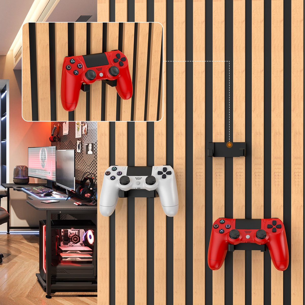 Acoustic Slat Wall Game Controller Holder