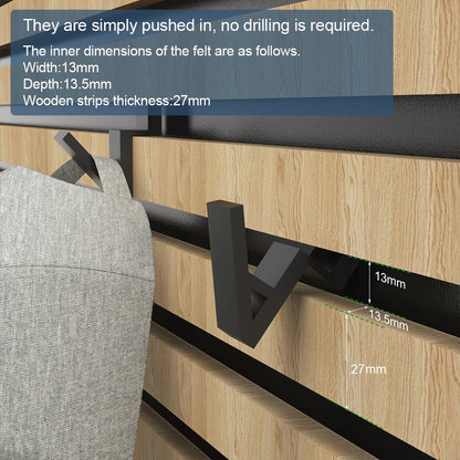 Acoustic Slat Wall Utility Hook – 5 Pack