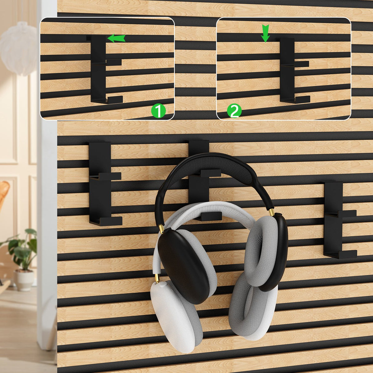 Headphone Stand for Acoustic Slat Wall Panels