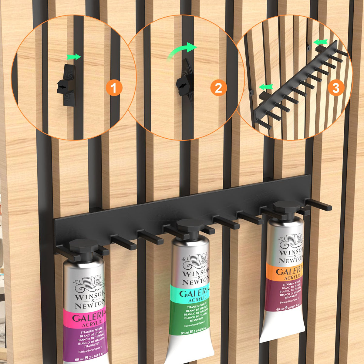 Paint Tube Organizer for Acoustic Slat Walls